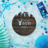 Assiettes En Carton Baby shower rustique Bois Bleu Cerf (Fête)