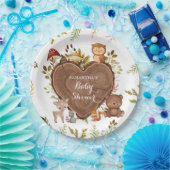 Assiettes En Carton baby shower rustique d'animaux de bois (Fête)