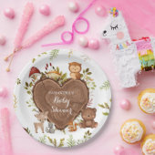 Assiettes En Carton baby shower rustique d'animaux de bois (Fête)