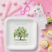 Assiettes En Carton Baby shower rustique d'arrosage vert (Fête)