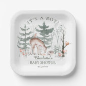 Assiettes En Carton Baby shower Rustique des animaux forestiers (Recto)