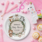 Assiettes En Carton Baby shower Rustique des animaux forestiers (Fête)