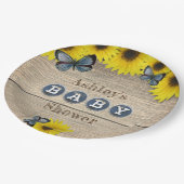 Assiettes En Carton Baby shower Rustique des papillons tournesol (Angle)