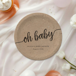 Assiettes En Carton Baby shower rustique, Kraft Oh, Baby Custom