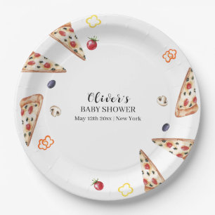 Assiettes En Carton Baby shower Rustique moderne Italien Slice Pizza