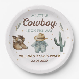 Assiettes En Carton Baby shower rustique Wild West Cowboy