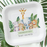 Assiettes En Carton Baby shower Safari Adventure<br><div class="desc">Ce baby shower d'aventure safari présente de charmants animaux de la jungle, dont un hippo, une girafe, un éléphant, un lion, un singe et un tigre. Parfait pour célébrer l'arrivée d'un nouveau lot de joie. Les couleurs vives et les illustrations d'animaux mignons créent une atmosphère fantaisiste et ludique, donnant le...</div>