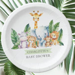 Assiettes En Carton Baby shower Safari Adventure<br><div class="desc">Ce baby shower d'aventure safari présente de charmants animaux de la jungle, dont un hippo, une girafe, un éléphant, un lion, un singe et un tigre. Parfait pour célébrer l'arrivée d'un nouveau lot de joie. Les couleurs vives et les illustrations d'animaux mignons créent une atmosphère fantaisiste et ludique, donnant le...</div>