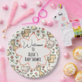 Assiettes En Carton Baby shower Safari Animal Avec Fleurs (Fête)