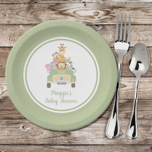 Assiettes En Carton Baby shower Safari animal mignon