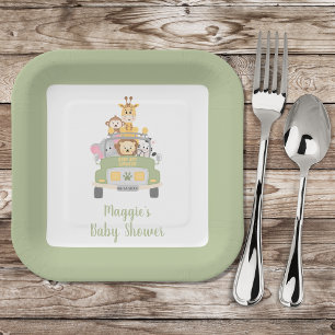 Assiettes En Carton Baby shower Safari mignonne