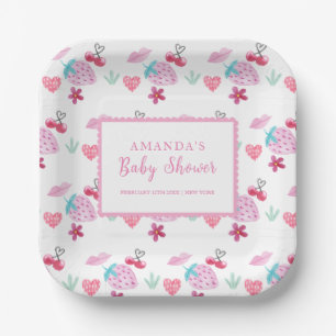 Assiettes En Carton Baby shower Saint-Valentin rose Berry Sweet