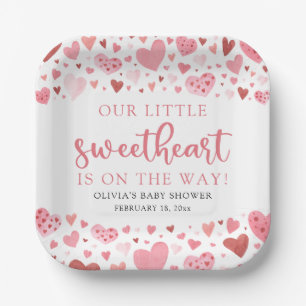 Assiettes En Carton Baby shower Saint-Valentin rose rouge petit amoure