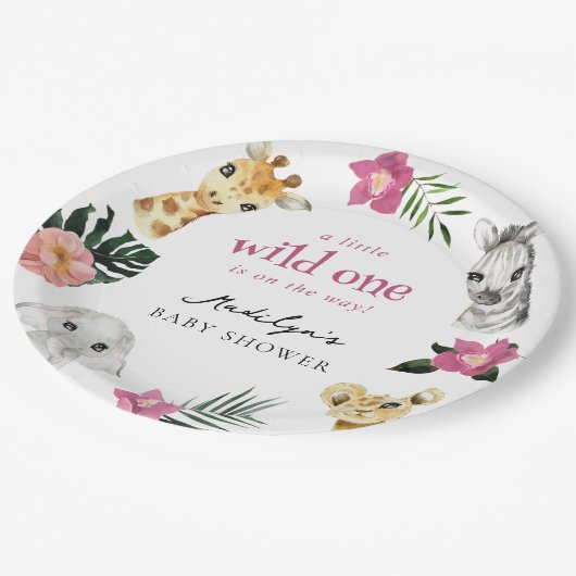 Assiettes En Carton Baby shower sauvage d'une jungle (Angle)