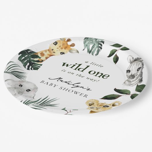 Assiettes En Carton Baby shower sauvage d'une jungle (Angle)