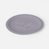 Assiettes En Carton Baby shower script moderne lilas violet élégant (Angle)