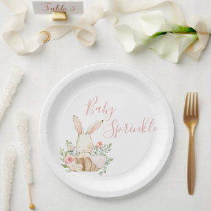 Assiettes En Carton Baby shower Script pour bébé rose mignon