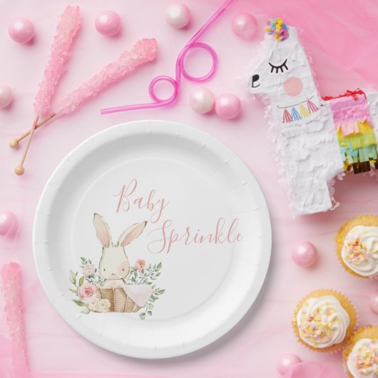 Assiettes En Carton Baby shower Script pour bébé rose mignon (Fête)