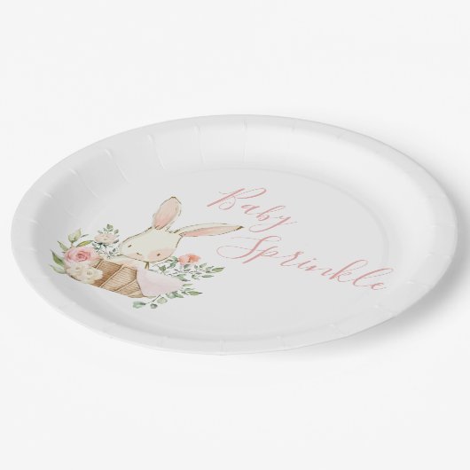 Assiettes En Carton Baby shower Script pour bébé rose mignon (Angle)