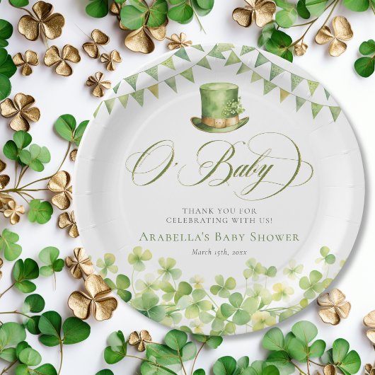 Assiettes En Carton Baby shower Shamrock écocouleur