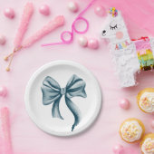 Assiettes En Carton Baby shower simple en arc bleu (Fête)