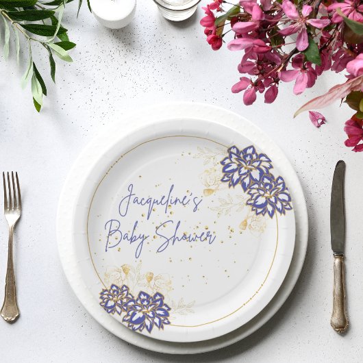 Assiettes En Carton Baby shower snowman violet plaque de papier