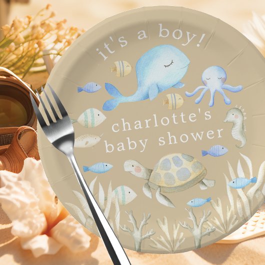 Assiettes En Carton Baby shower sous-marin Whimsy