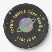 Assiettes En Carton Baby shower spatial, Cutie cosmique, Neutre hommes (Devant)