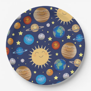 Assiettes En Carton Baby shower spatial Galaxy Étoiles Universelles