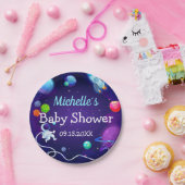 Assiettes En Carton Baby shower spatial planète astronaute bleue (Fête)