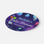 Assiettes En Carton Baby shower spatial planète astronaute bleue (Angle)