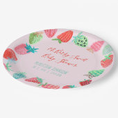 Assiettes En Carton Baby shower sucré aux fraises rouges mignon (Angle)