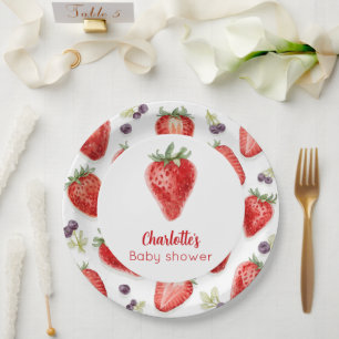 Assiettes En Carton Baby Shower Sucré Personnalisé aux Fraises