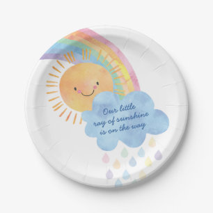 Assiettes En Carton Baby shower Sunshine et Rainbow