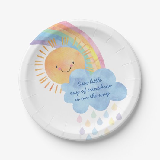 Assiettes En Carton Baby shower Sunshine et Rainbow (Devant)