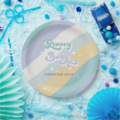 Assiettes En Carton Baby shower Super Blue Retro (Fête)