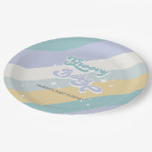 Assiettes En Carton Baby shower Super Blue Retro (Angle)