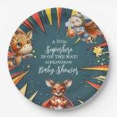 Assiettes En Carton Baby shower Superhero Animaux amusants (Devant)