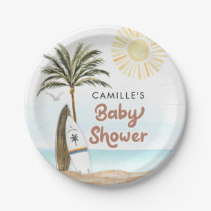 Assiettes En Carton Baby shower Surf de plage