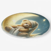 Assiettes En Carton Baby shower Teddy Bear on Moon Glow Stars (Angle)