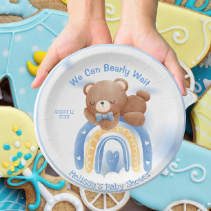 Assiettes En Carton Baby shower Teddy Bear Rainbow Boys