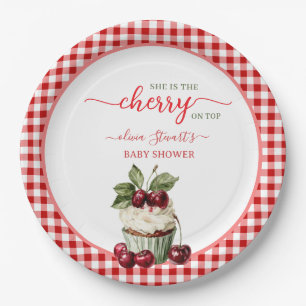 Assiettes En Carton Baby shower thème carreaux d'été Cerise