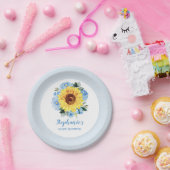 Assiettes En Carton Baby shower Tournesol Dusty Bleu Floral (Fête)