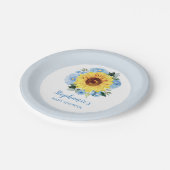 Assiettes En Carton Baby shower Tournesol Dusty Bleu Floral (Angle)
