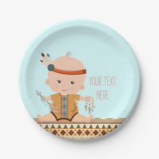 Assiettes En Carton Baby shower tribal de Boho (Devant)