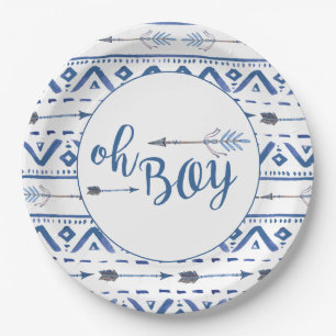 Assiettes En Carton Baby shower tribal Oh Boy