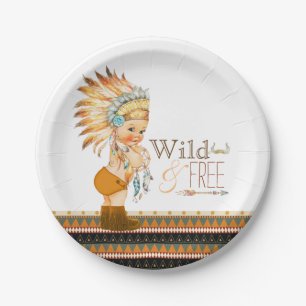 Assiettes En Carton Baby shower tribal Wild and Free Boys