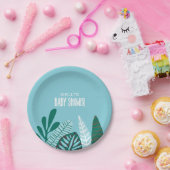 Assiettes En Carton Baby shower tropical Aqua (Fête)
