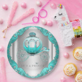 Assiettes En Carton Baby shower turquoise Blue Silver Prince (Fête)