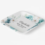 Assiettes En Carton Baby shower turquoise et blanc cassé (Angulaire)